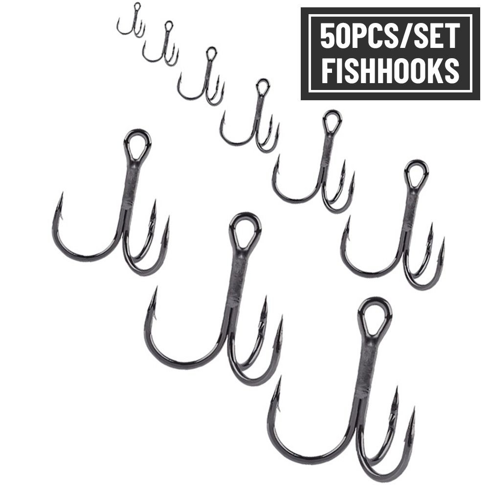 Fishing Hook Assortment - 50Pcs/set Nickel Super Sharp Fishhooks Black