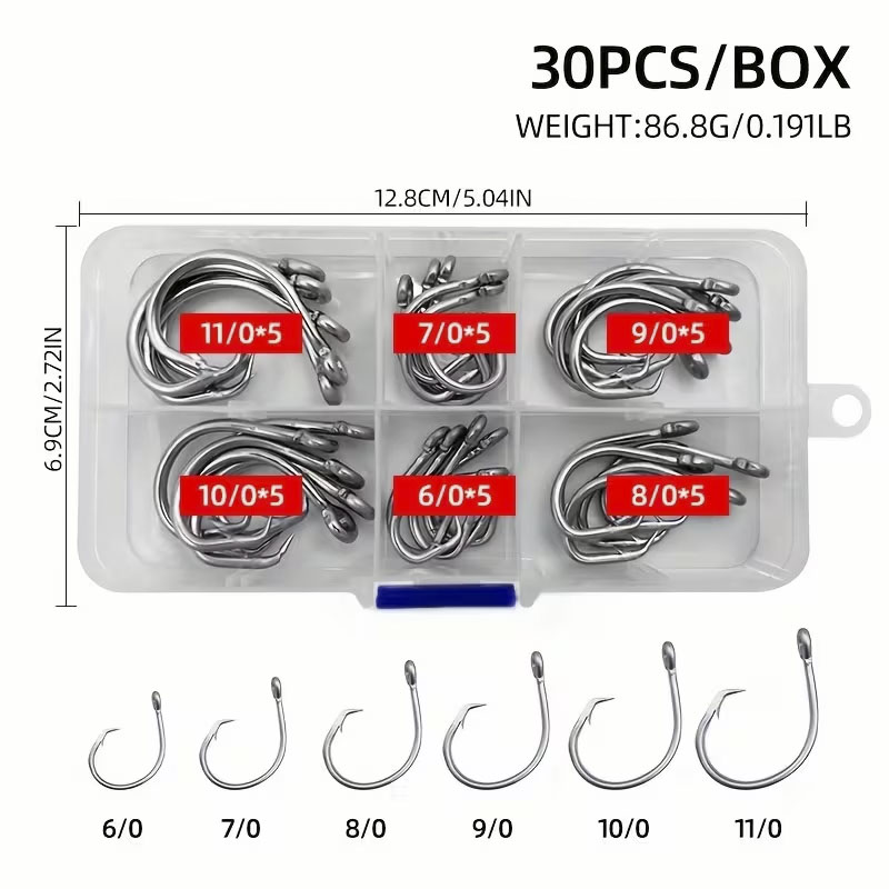 30pcs/box Fishing Hooks Stainl - Fishing Hook Circle recensie en prijs