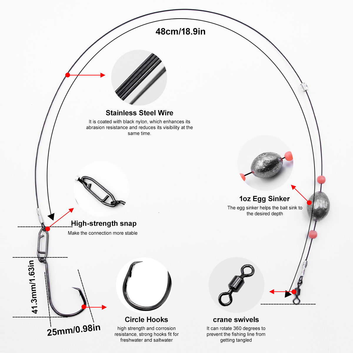 ZYZHE 2pcs Fishing Carolina Ri - Fishing Hook Circle recensie en prijs