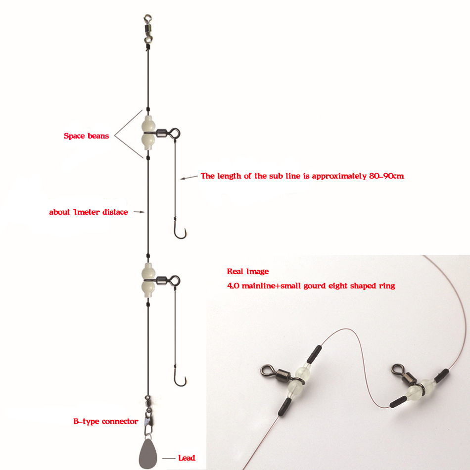 MNFT 100Pcs Luminous 3 Way Dur - Fishing Hook Size recensie en prijs