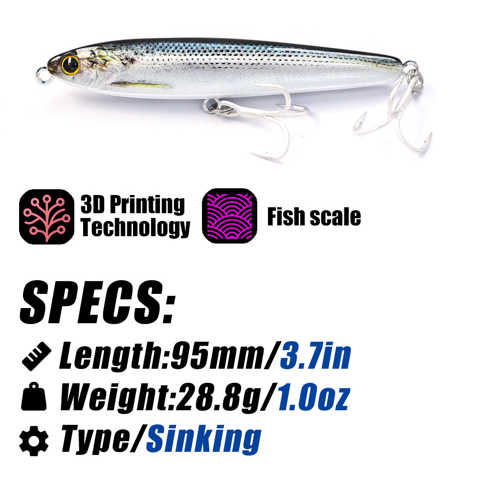 B&U Sinking Pencil Fishing Lur - Fishing Hook Treble recensie en prijs