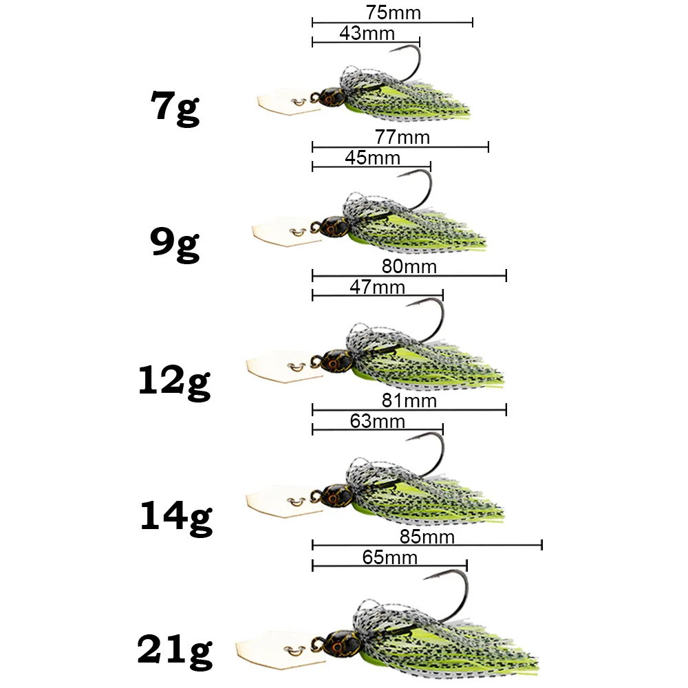 Spinner Bait 7g/9g/12g/14g/21g - Fishing Hook Weedless recensie en prijs