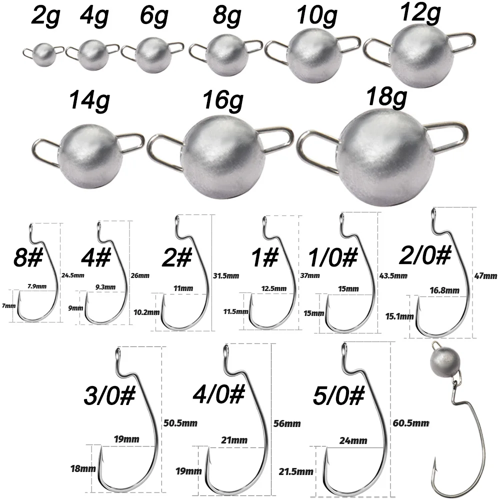 5Pcs Metal Jig Head Worm Hooks - Fishing Hook Weedless recensie en prijs