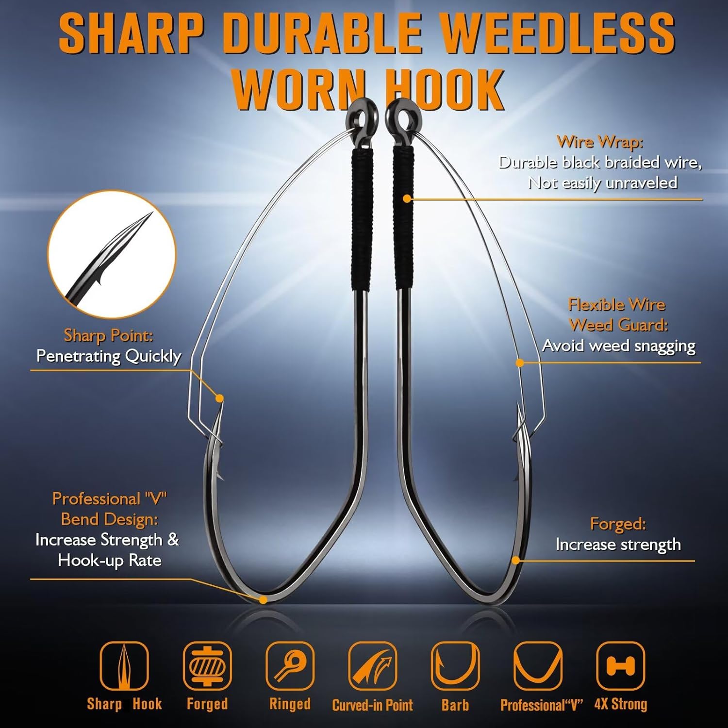 Dovesun Weedless Worm Hooks Wa - Fishing Hook Weedless recensie en prijs
